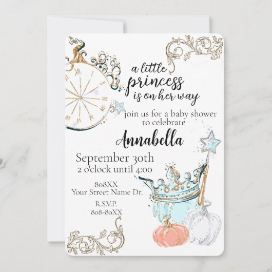 Baby shower Cinderella Princess Kaart (Voorkant)