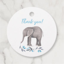 Baby shower Circle Favor Tags | baby olifantsblauw