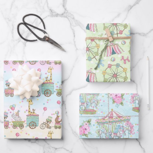 Baby shower Circus Inpakpapier Vel (Voorkant)