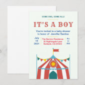 Baby shower circus uitnodiging (Voorkant / Achterkant)