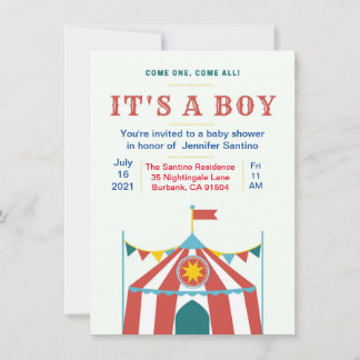 Baby shower circus uitnodiging