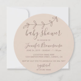 Baby Shower cirkel Bloem Minimaal Bruin Kaart