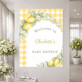 Baby Shower citroenen geruit lint welkom Poster