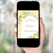 Baby Shower citroenen geruit lint welkom Poster