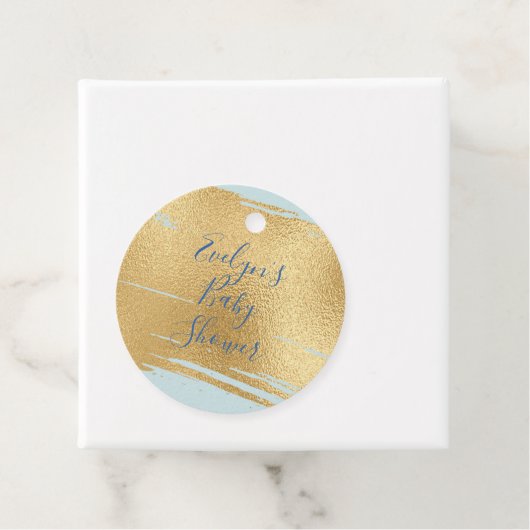 Baby shower Classic blauw en goud Bedankjes Labels (In situ)
