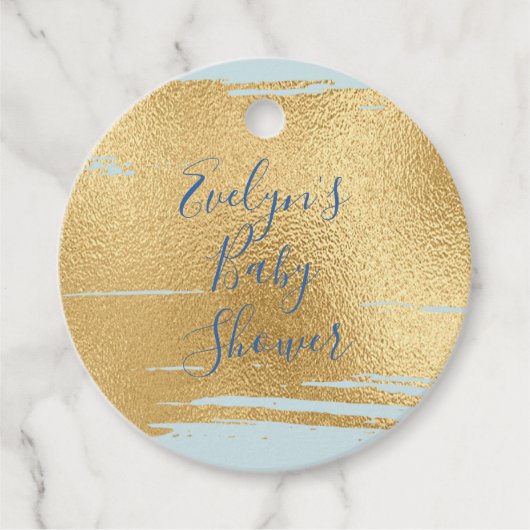 Baby shower Classic blauw en goud Bedankjes Labels (Voorkant)