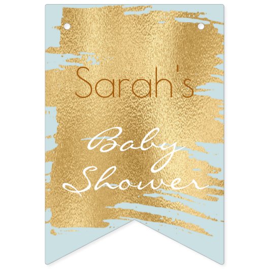 Baby shower Classic Blauw/Gouden Swallowtail Banne Vlaggetjes (Eerste vlag)