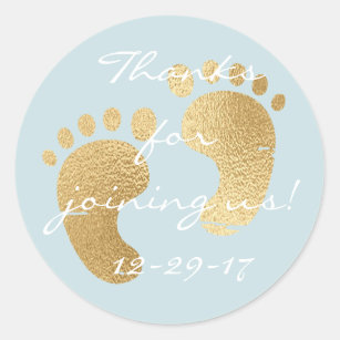 Baby shower "Classic Gld/Bl" Stickers 1 1/2" of 3"
