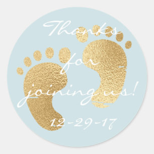 Baby shower "Classic Gld/Bl" Stickers 1 1/2" of 3"