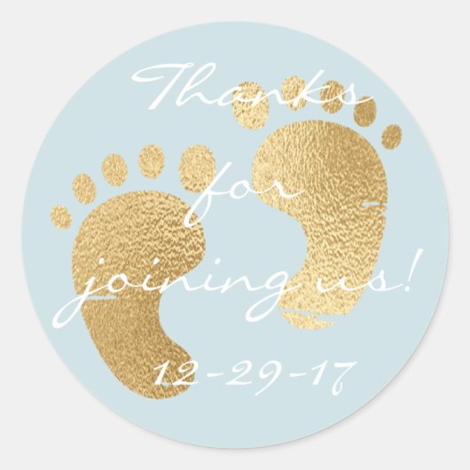 Baby shower "Classic Gld/Bl" Stickers 1 1/2" of 3" (Voorkant)
