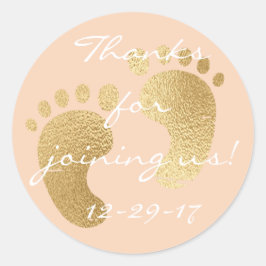 Baby shower "Classic Gld/Pk" Stickers 1 1/2" of 3"