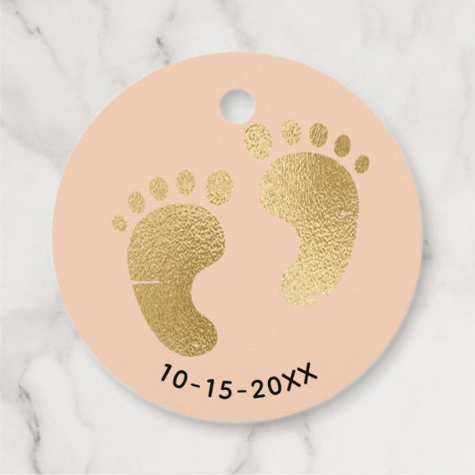Baby shower Classic roze en goud Bedankjes Labels (Achterkant)