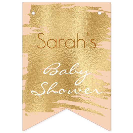 Baby shower Classic Roze/Gouden Swallowtail Banner (Zestiende vlag)