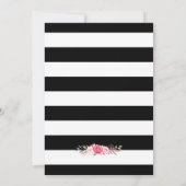 Baby shower Classy Floral Gold Black White Stripes Kaart (Achterkant)
