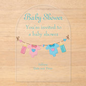 Baby shower Clear Acryl Uitnodiging Kaart 1 (Voorkant)