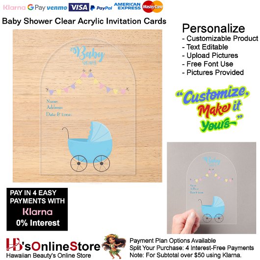 Baby shower Clear Acryl Uitnodiging Kaart 20