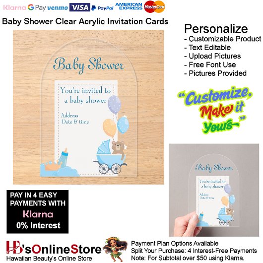 Baby shower Clear Acryl Uitnodiging Kaart 5