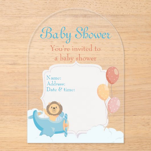 Baby shower Clear Acryl Uitnodiging Kaart 7 (Voorkant)