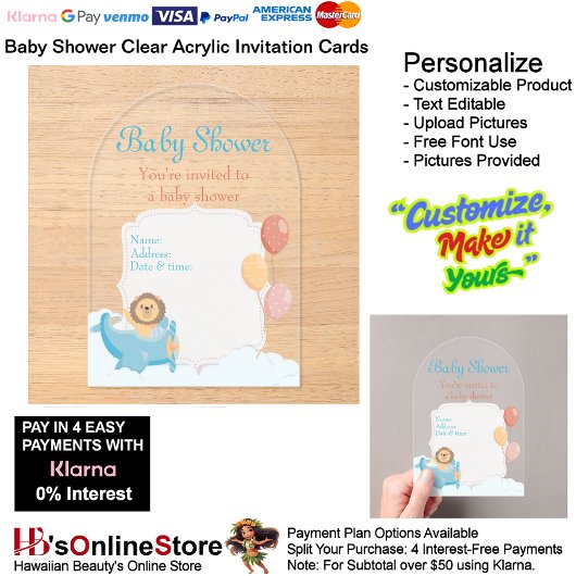 Baby shower Clear Acryl Uitnodiging Kaart 7