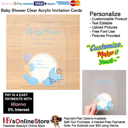 Baby shower Clear Acryl Uitnodiging Kaart 8