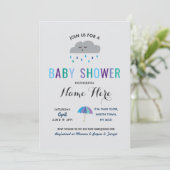 baby shower Cloud Sprinkle Rain Cute Umbrella Rain Kaart (Staand voorkant)