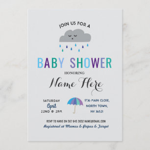 baby shower Cloud Sprinkle Rain Cute Umbrella Rain Kaart