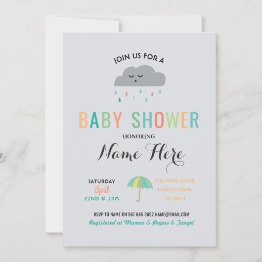baby shower Cloud Sprinkle Umbrella Gender onthull Kaart (Voorkant)