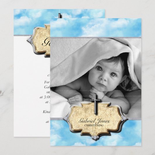 baby shower Clouds Christening Celebration Baptism Kaart (Voorkant / Achterkant)