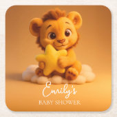 Baby Shower Coaster – Little Lion & Star Kartonnen Onderzetters (Voorkant)