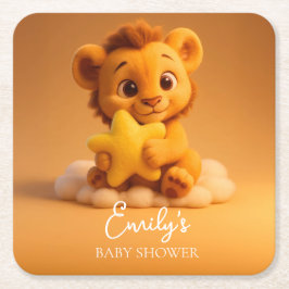 Baby Shower Coaster – Little Lion & Star Kartonnen Onderzetters