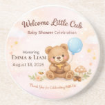 Baby Shower Coasters | Teddy Bear | Pastel Clouds Zandsteen Onderzetter<br><div class="desc">Celebrate with whimsical teddy bear coasters — pastel clouds, stars, and joy for baby showers and sweet memories. Add charm and practicality to your celebration with these teddy bear baby shower coasters. Featuring a soft pastel design with clouds, stars, mushrooms, and a cuddly bear holding a balloon, these coasters are...</div>