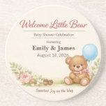 Baby Shower Coasters | Teddy Bear | Woodland Paste Zandsteen Onderzetter<br><div class="desc">Celebrate with whimsical teddy bear coasters — pastel woodland charm for baby showers, keepsakes, and joyful memories. Add charm and practicality to your baby shower with these teddy bear baby shower coasters. Featuring a soft pastel woodland design with whimsical florals, mushrooms, stars, and a cuddly bear holding a balloon, these...</div>