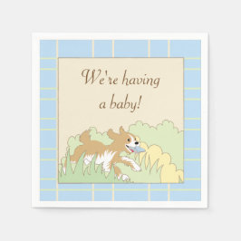 Baby shower Cocktail servetten/blauw Bouw een douc Servet