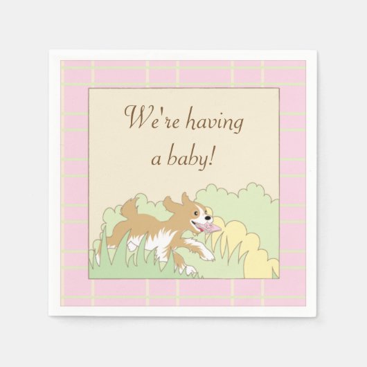 Baby shower Cocktail servetten/Roze Bouw een douch Servetten (Voorkant)