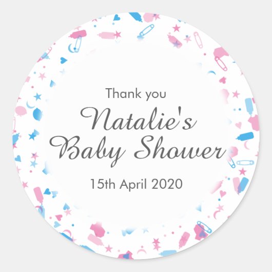 Baby Shower Confetti Bedank Favoriet Ronde Sticker (Voorkant)
