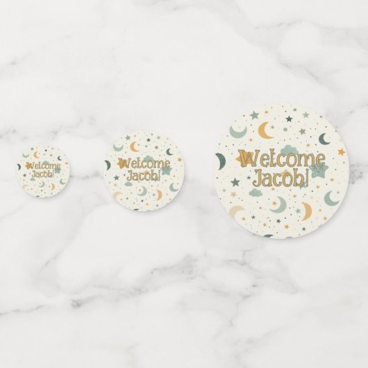Baby Shower Confetti Boho Moon Stars Theme (Voorkanten)