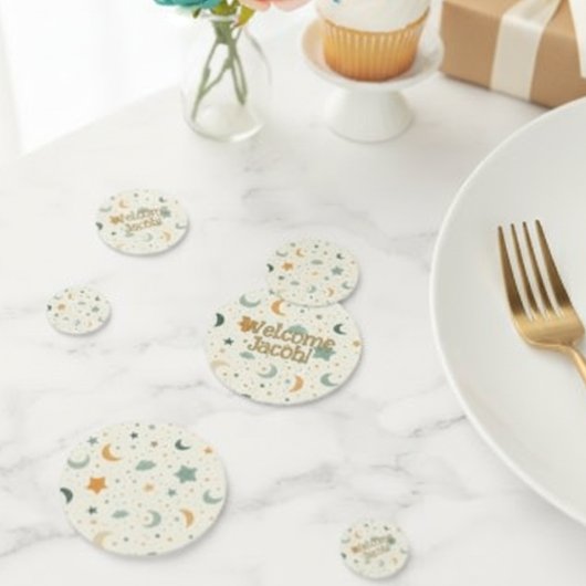 Baby Shower Confetti Boho Moon Stars Theme