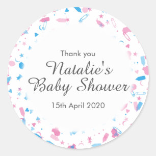 Baby shower Confetti Dank u voor uw steun Ronde Sticker