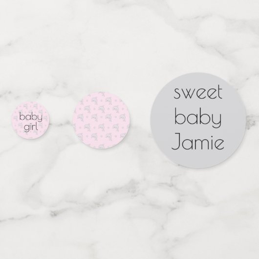 Baby shower Confetti Dolfijnen Roze en grijs (Voorkanten)