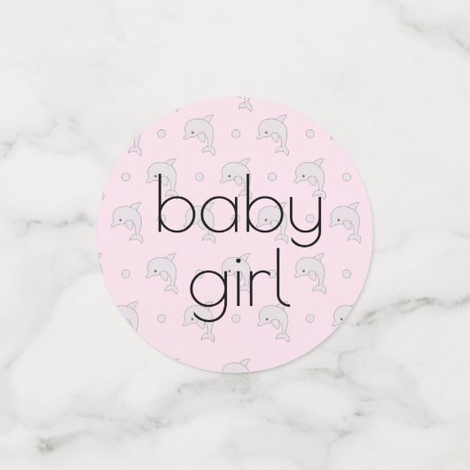 Baby shower Confetti Dolfijnen Roze en grijs (Kleine voorkant)