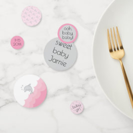 Baby shower Confetti Dolfijnen Roze en grijs