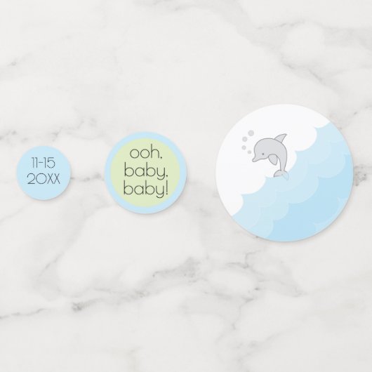 Baby shower Confetti Dolphins Blue en Green (Achterkanten)