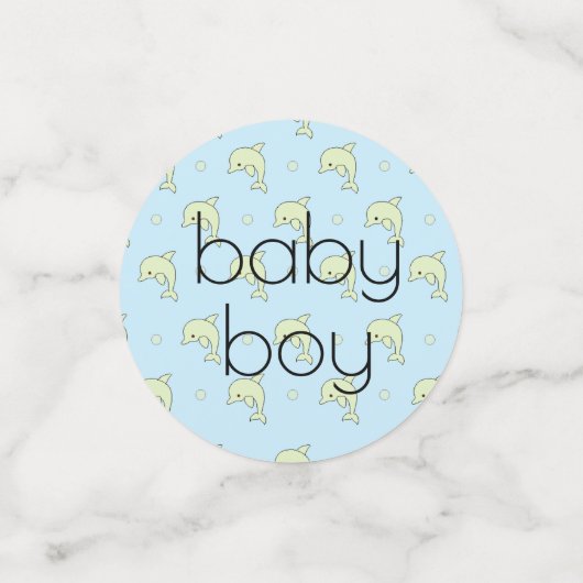 Baby shower Confetti Dolphins Blue en Green (Kleine voorkant)