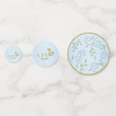 Baby shower Confetti Gold Blue Birds (Voorkanten)