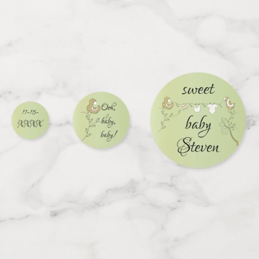 Baby shower Confetti Gold Blue Birds (Achterkanten)