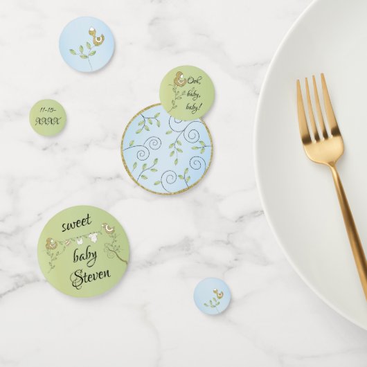 Baby shower Confetti Gold Blue Birds (Groep)
