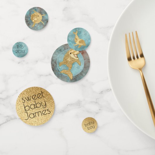 Baby shower Confetti Gold mammie in Baby Dolphins (Groep)