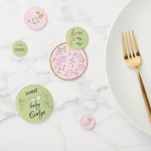 Baby shower Confetti goudroze vogels