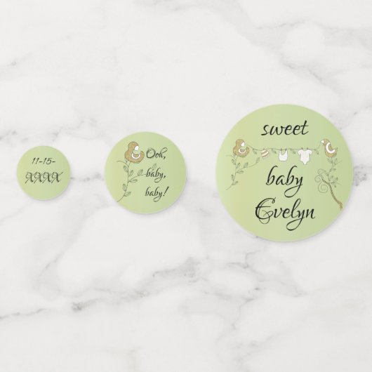 Baby shower Confetti goudroze vogels (Achterkanten)