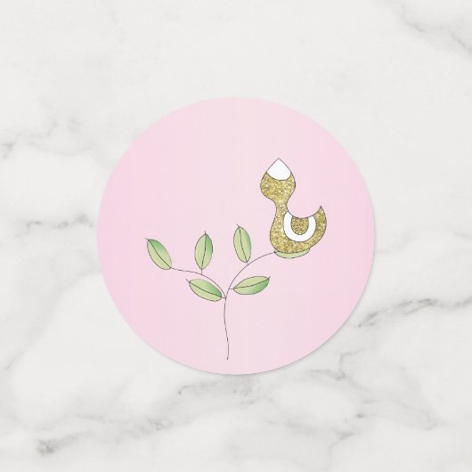 Baby shower Confetti goudroze vogels (Kleine voorkant)